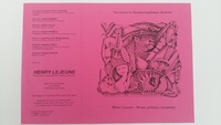 Affiche pour l'exposition <strong><em>Henry Lejeune : Parcours d'un scaussinopytheque deracine</em></strong> , à la salle des Dominicains (Baine-Le-Comte) , du 19 au 27 octobre